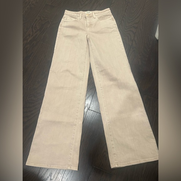 L’Agence Alicent High Rise Wide Leg Biscuit Khaki Tan Sz 25 Pant Jeans - Picture 2 of 7